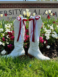 Crimson/White Boot Bows