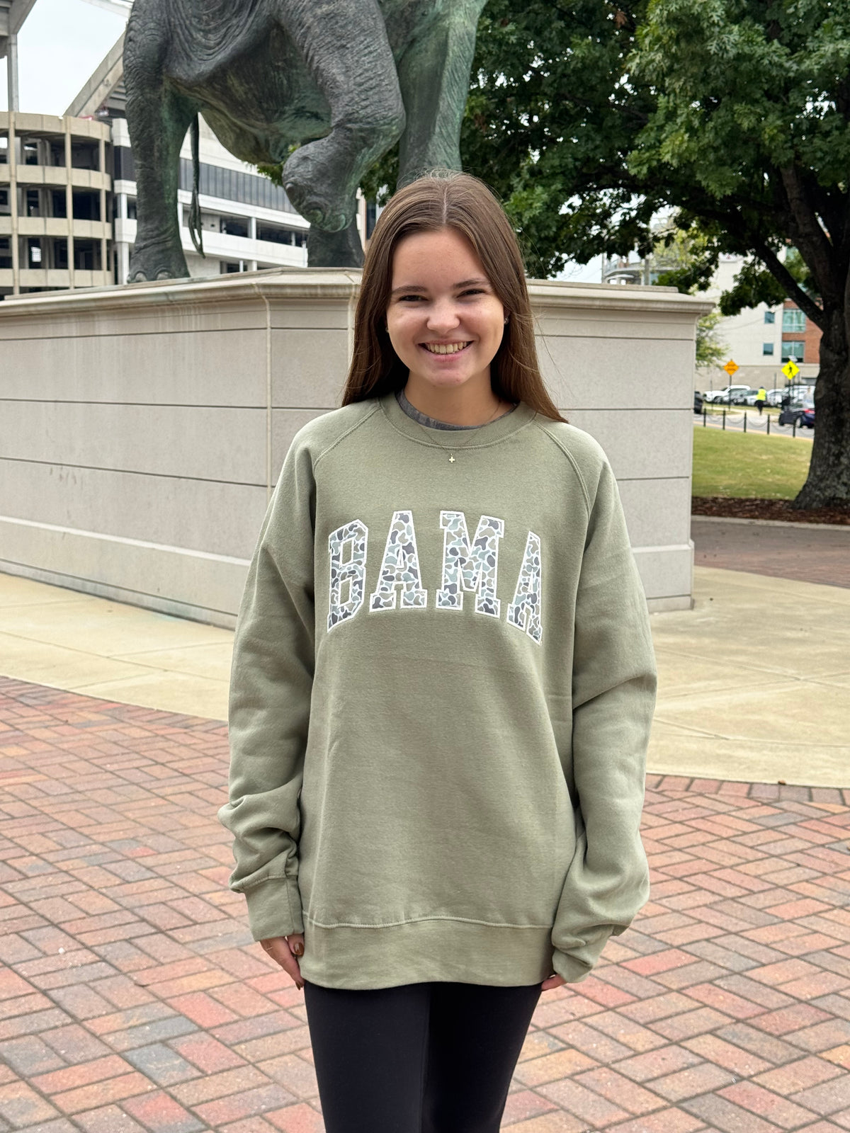 Camo Bama Applique Crewneck Sweatshirt