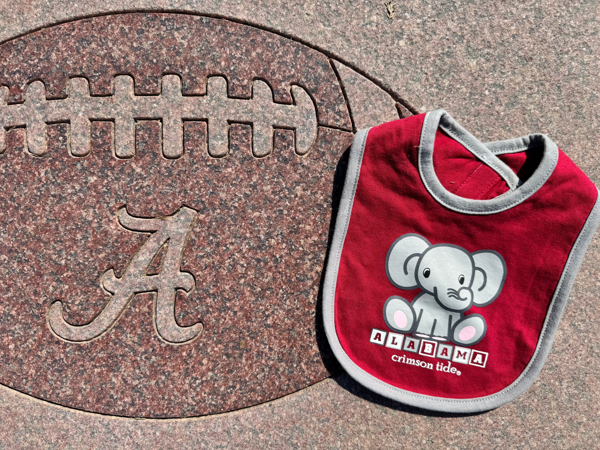 Alabama Crimson Tide Elephant/Blocks Baby Bib