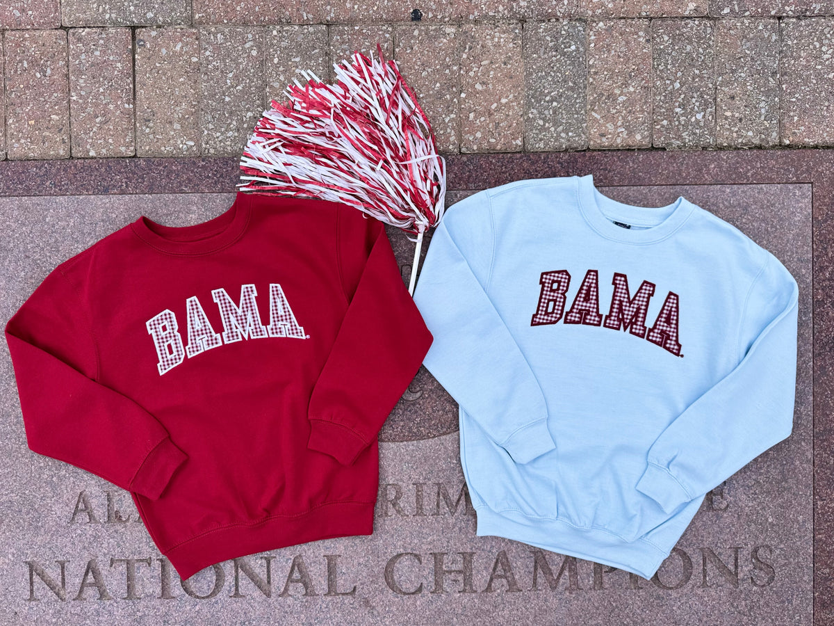 Youth Bama Gingham Crewneck Sweatshirt