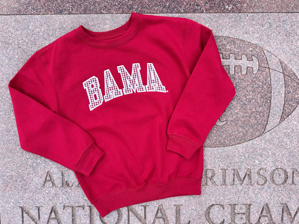 Youth Bama Gingham Crewneck Sweatshirt