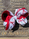 Medium Alabama Logo Print Grosgrain Overlay Hair Bow