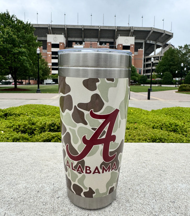 Script A Camoflage 20oz Stainless Tumbler