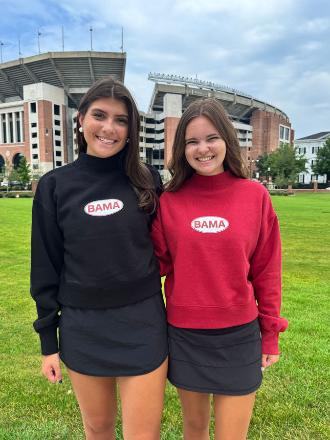 Oval Bama Cropped Mock Neck Fleece
