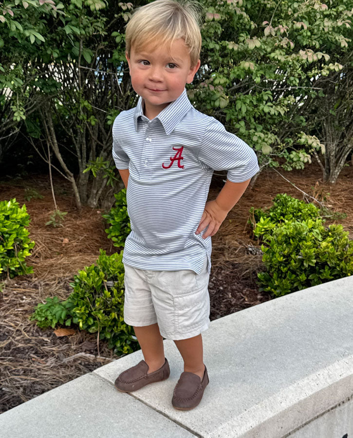 Toddler & Youth Script A Stripe Performance Polo
