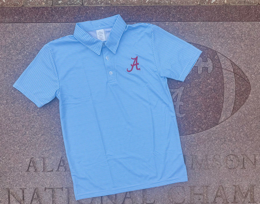 Toddler & Youth Script A Stripe Performance Polo