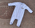 Roll Baby Roll Infant Hand Embroidered Elephant Footie