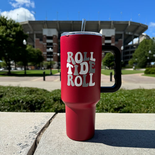 Roll Tide Retro Multicolor 40oz Stainless Steel Handled Tumbler with Straw