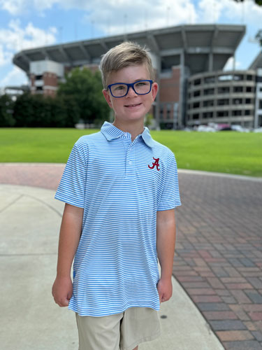 Toddler & Youth Script A Stripe Performance Polo