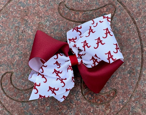 Script A Embroidered Two-Tone Grosgrain Hairbow