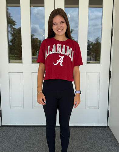 Alabama with Script A Crop Short Sleeve Tee