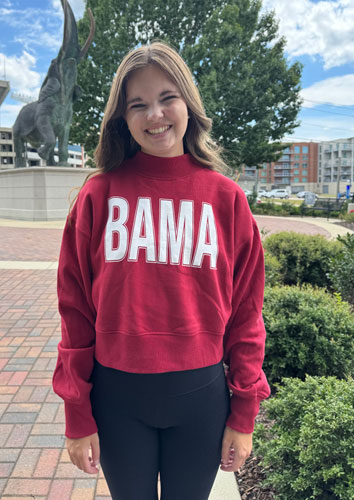 Bama Mock Neck Burnout Boxy Crew