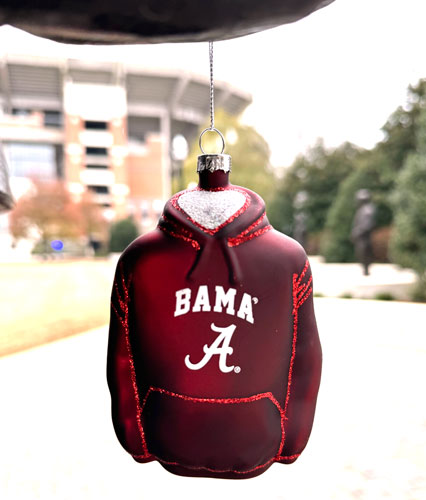 Alabama Hoody Glass Christmas Tree Ornament