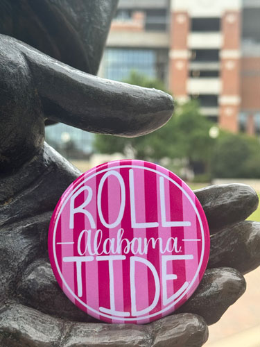 Pink Roll Tide Stripe Sunshine Gameday Button