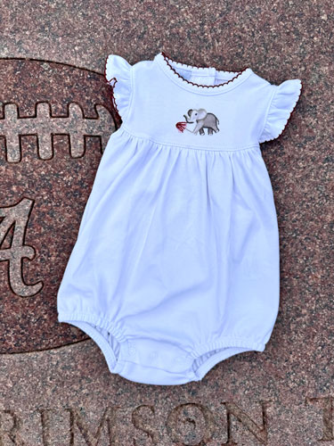 Roll Baby Roll Infant Hand Embroidered Elephant Bubble