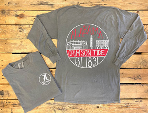Alabama Crimson Tide Skyline Circle Long Sleeve Tee